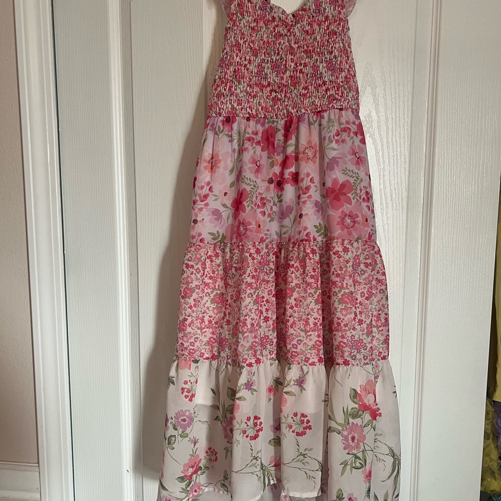 Charming Pink Floral Kids Dress